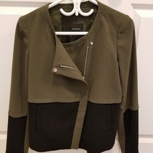 Aritzia Babaton Dominic Olive Green Black Moto Jacket